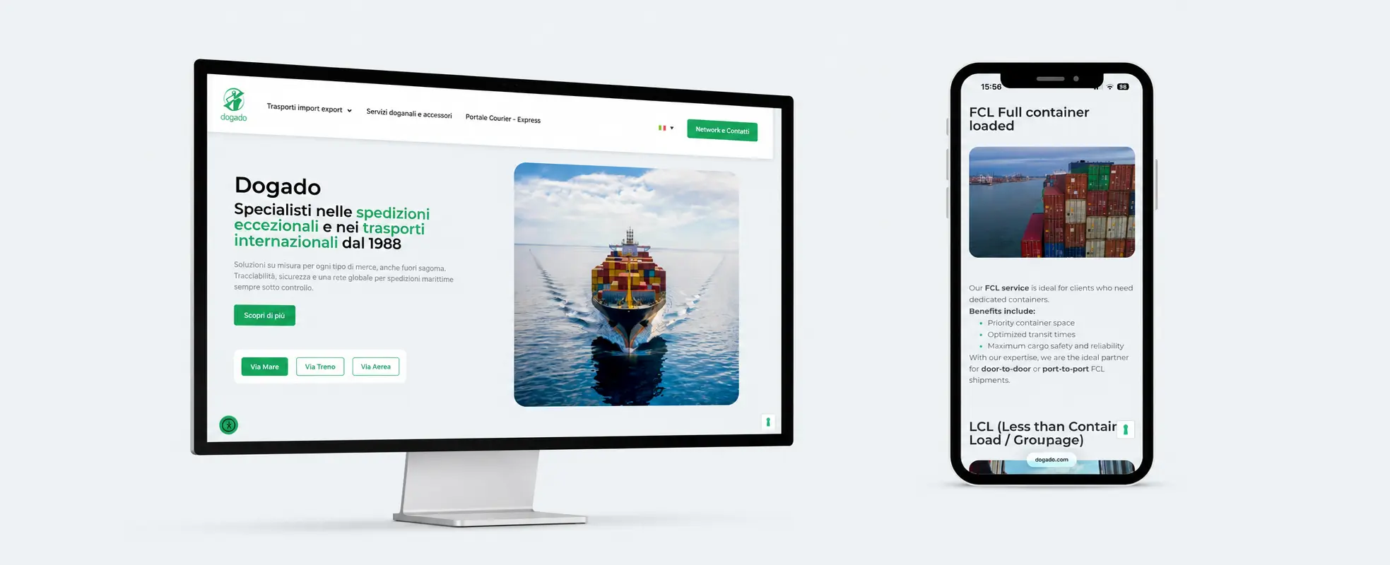 Sito web Dogado spedizioni internazionali-progetto VMK Lab